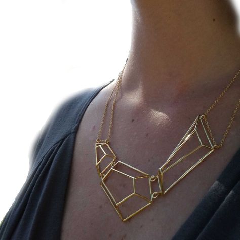 Architectural Structure, 3d Printed Jewelry, Contemporary Jewelry Design, Golden Necklace, Jewelry Bridesmaid, Printed Jewelry, Womens Jewelry, Geometric Necklace, Accessories Diy Jewelry