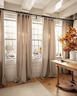 As a bridge between indoors and outdoors, floor-to-ceiling windows introduce light, views, and a contemporary touch to homes of all sizes. Large Window Treatments, Diy Curtains, Ceiling Windows, Style At Home, A Living Room, Curtains Living Room, My New Room, Home Fashion, The Window