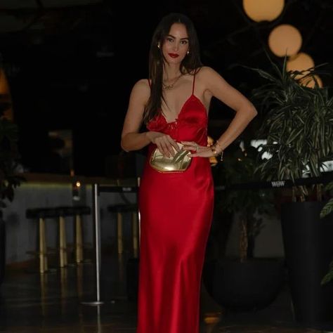 Satin Open Back Dress, Red Dress Accessories, Prom Dress Inspo, Red Silk Dress, Red Bridesmaid Dresses, Long Red Dress, Open Back Dress, Open Back Dresses, Dress Midi