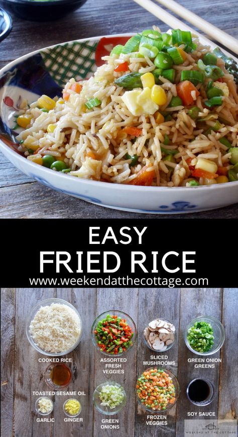 Fried Rice Recipe Without Vegetables, Fried Rice Recipe Easy Vegetarian, Minute Rice Recipes Side Dish Simple, Easy Vegetable Fried Rice With Egg, Easy Fried Rice Allrecipes, Condiment Bowls, Cottage Recipes, Easy Fried Rice, Apple Crisps