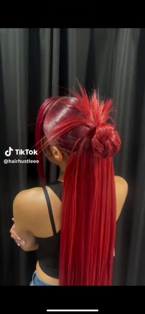 Curled Ponytail, Red Wigs, Hair Ponytail, Hair Ponytail Styles, Ponytail Styles, Black Queen, Half Up Half Down, Half Up, Black Women Hairstyles