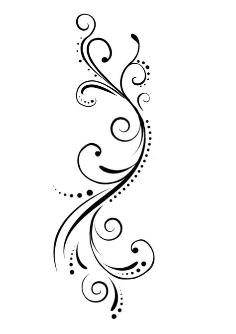 Tropical Flower Vine Tattoo, Swirls Tattoo Designs, Swirl Tattoo Spirals, Line Tattoos Flower, Swirl Drawing, Swirl Tattoo Designs, Swirly Tattoo, Swirl Design Pattern, Swirl Tattoo