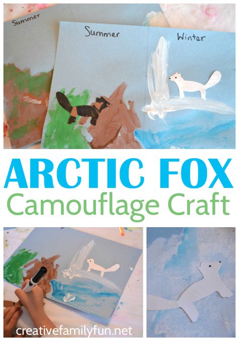 Learn all about the arctic fox and camouflage with this fun Arctic Fox Camouflage craft and activity for kids. It's a fun way to learn! #kidscrafts #kidsactivities #animalcrafts #learning #education Arctic Fox Preschool Activities, Animal Camouflage Activities For Kids, Artic Fox Craft For Kids, Arctic Hare Craft, Artic Habitat, Fox Craft Preschool, Arctic Fox Craft, Attic Animals, Osc Activities