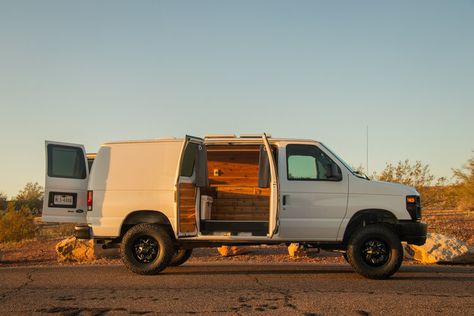 Cedar Interior, Camper Van Interior, Cedar Tongue And Groove, Boho Camper, 4x4 Camper Van, Roof Fan, Ford E250, Ford E Series, Business Risk