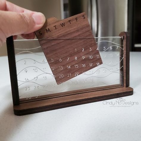 Perpetual Calendar Laser Cut Wood & Acrylic Engraved | Etsy Walnut Plywood, Wooden Calendar, Laser Cut Plywood, Laser Cut Wood Crafts, Laser Engraved Ideas, 3d Cnc, Cadeau Photo, Wood Acrylic, Perpetual Calendar