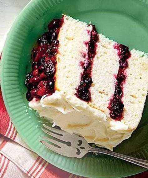 White Cake/cranberry Filling & Orange Buttercream Recipe White Cake With Cranberry Filling, January Recipe, Blackberry Jam Cake, Cranberry Filling, Fancy Deserts, Jam Cake, Orange Buttercream, Recipe Photo, Christmas Cake Recipes