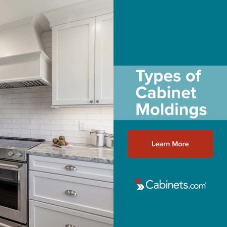 Learn about the different types of kitchen cabinet moldings to add the right finishing touch including crown molding, light rail molding, base molding, toe kicks, fillers, and more. Under Cabinet Trim Molding, Kitchen Molding, Light Rail Molding, Kitchen Cabinets Trim, Shaker Cabinets Kitchen, Kitchen Cabinet Molding, Kitchen Cabinet Crown Molding, Types Of Kitchen Cabinets, Cabinets To Ceiling