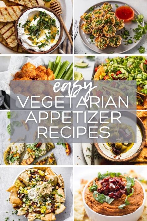 Dive into this collection of our favorite vegetarian appetizers, soon to become yours too! From dips, to finger foods, to flatbreads, you'll love the endless possibilities of these meatless snacks! Appetizer Vegetarian Recipes, Individual Vegetable Appetizers, Simple Veggie Appetizers, Veggie Horderves Appetizers, Best Vegetable Appetizers, Finger Foods Veggie, Vegetarian Appetizers Finger Foods, Veggies Appetizers Party, Savory Vegetarian Appetizers