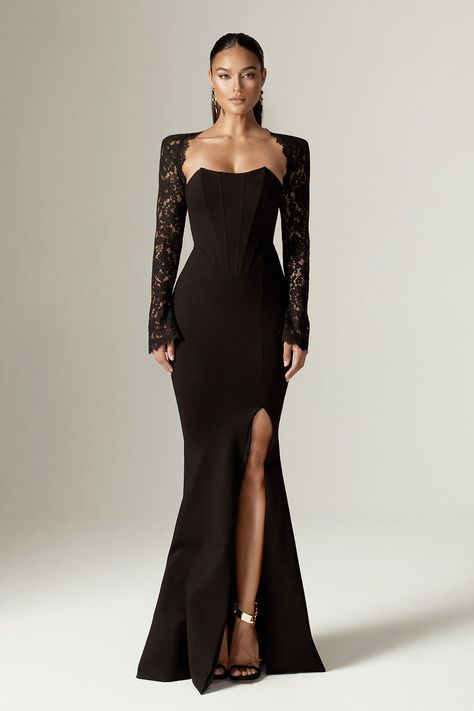 Black velvet dress long