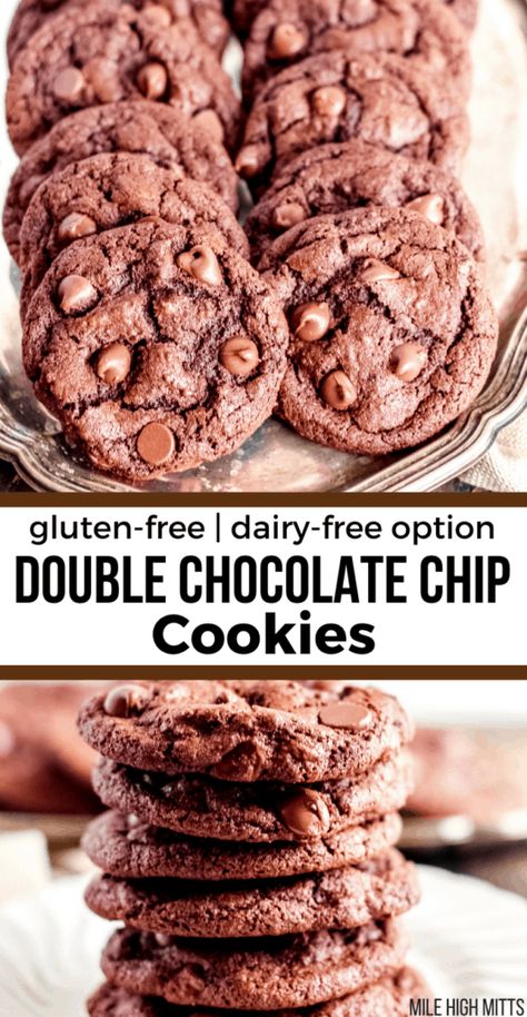 Gluten Free Dairy Free Cookies, Homemade Cookie Recipes, Double Chocolate Chip Cookie Recipe, Dairy Free Chocolate Chip Cookies, Gluten Free Cookies Easy, Gluten Free Chocolate Cookies, Gluten Free Chocolate Recipes, Homemade Cookie, Dairy Free Cookies