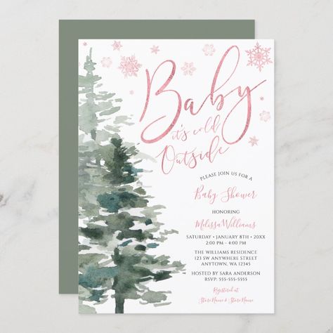 Baby Shower Tree, Forest Baby Showers, Winter Baby Shower Invitations, Snowflake Baby Shower, Outside Baby Showers, Winter Wonderland Baby Shower, Tree Watercolor, Forest Baby, Woodland Baby Shower Invitations