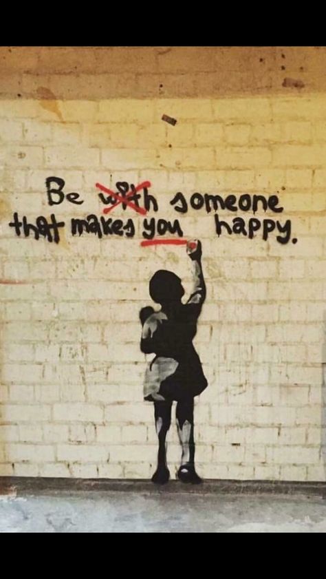 Inspirational Graffiti, Inspirerende Ord, Banksy Art, Motiverende Quotes, Cărți Harry Potter, Street Art Graffiti, Banksy, You Happy, The Words