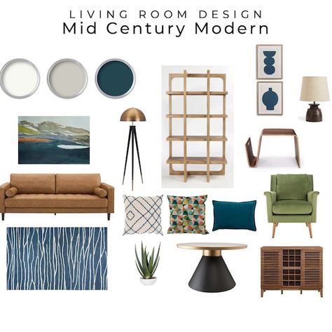 LMDDesignShop - Etsy UK Mid Century Modern Living Room Design, Living Room Mood Board, Room Mood Board, Coffee Table With Chairs, Mid Century Modern Interior Design, Modern Living Room Design, Mid Century Living, Mid Century Living Room, Design Salon