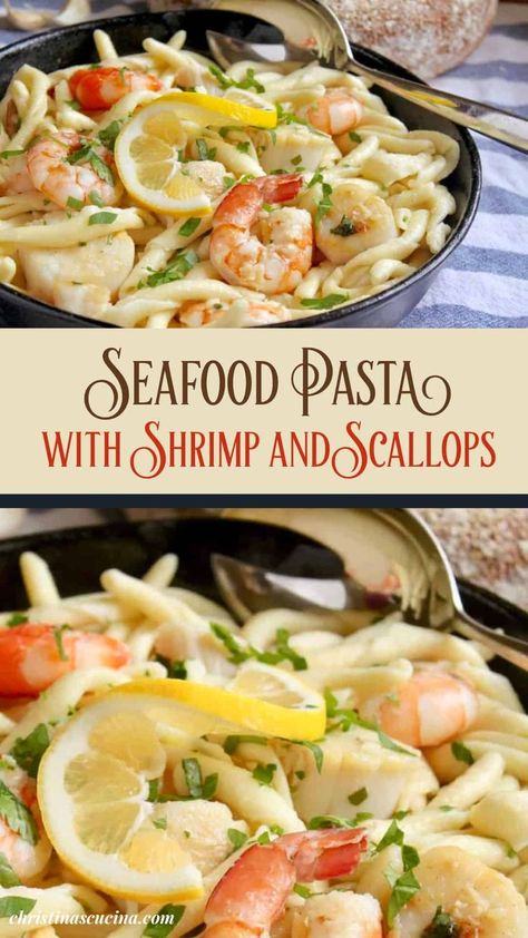 Pasta With Shrimp And Scallops, Recipes Pasta Easy, Scallop And Shrimp Pasta, Garlic Shrimp Recipes, Shrimp Recipes Pasta, Recipes Scallops, Scallop Recipes Pasta, Shrimp And Scallop Recipes, Seafood Pasta Dishes