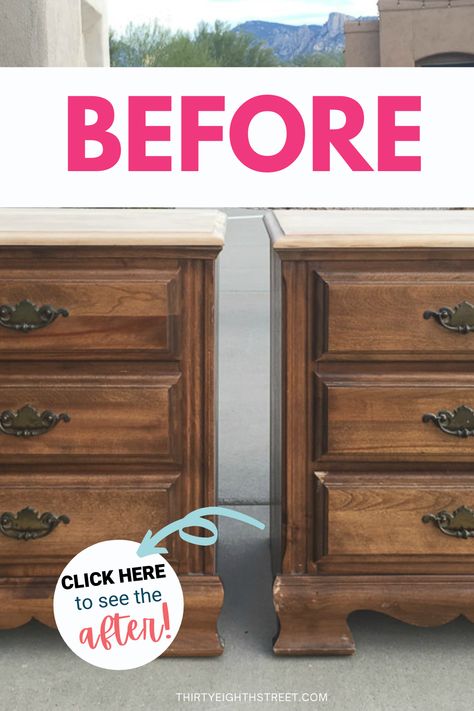 Painted Nightstand Ideas, Repurposed Nightstand Ideas, Refurbished Night Stand, Bedside Table Makeover, Nightstand Furniture, Diy Nightstand Makeover, Diy Night Stand, Painted Nightstands, Painted Nightstand