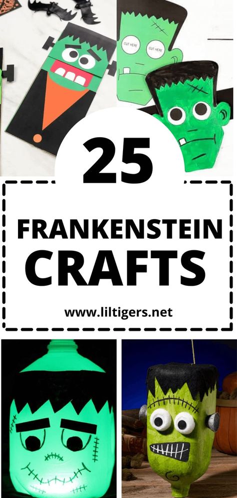 25 Spooky Frankenstein Halloween Crafts Easy Frankenstein Craft, Frankenstein Diy Crafts, Frankenstein Kids Craft, Halloween Frankenstein Crafts, Frankinstine Craft, Diy Frankenstein Decorations, Frankenstein Crafts For Toddlers, Frankenstein Day, Frankenstein Activities