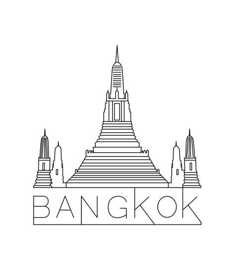 Vector illustration of Bangkok Bangkok Illustration, Thailand Drawing, Thailand Illustration, Bon Voyage Cards, 2024 Journal, Ig Highlight, Thailand Art, Vector Texture, Basic Embroidery