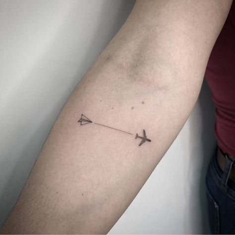 Plane Tattoos, Aircraft Tattoo, Aviation Tattoo, Paper Plane Tattoo, Adventure Tattoo, Airplane Tattoos, Simple Tattoos For Guys, Cloud Tattoo, Discreet Tattoos