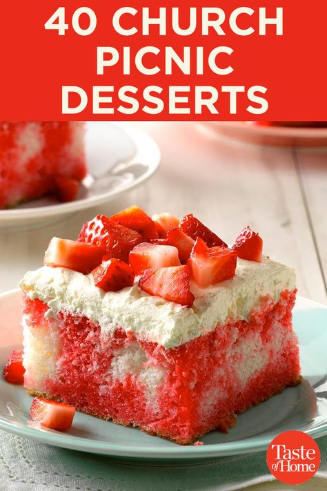 40 Church Picnic Desserts Summer Picnic Desserts, Picnic Desserts, Picnic Cake, Church Picnic, Potluck Desserts, Homemade Pastries, Easy To Make Desserts, Easy Summer Desserts, Desserts For A Crowd