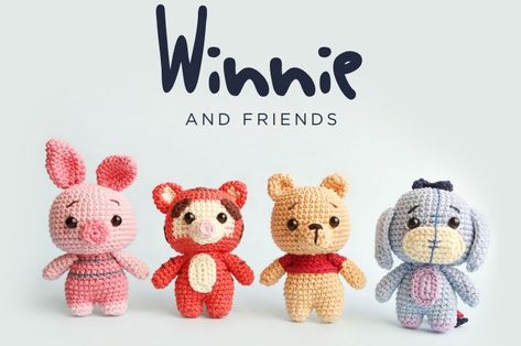 Amigurumi Winnie And Friends Free Crochet Pattern - Amıgurum.com Crochet Amigurumi Eeyore Free Pattern, Winnie The Pooh Characters Crochet Patterns Free, Amigurumi Free Pattern Winnie The Pooh, Crochet Mini Winnie The Pooh, Crochet Disney Animals, Disney Amigurumi Pattern, Whinney Pooh Crochet Pattern, Pooh Bear Amigurumi Free Pattern, Winnie The Pooh Amigurumi Pattern