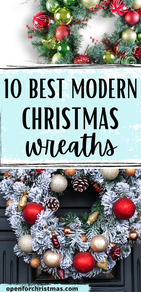 High End Christmas Wreaths, Modern Christmas Wreaths For Front Door, Xmas Wreaths For Front Door Modern, Christmas Wreath 2022 Trends, Christmas Wreath Modern, Modern Wreaths, 2023 Christmas Wreaths, 2023 Christmas Wreath Trends, Modern Christmas Wreath Ideas