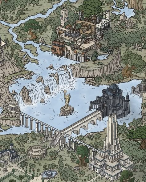 Fantasy Map Concept Art, Kingdom Drawing, Fantasy Cartography, Map Sketch, Fantasy City Map, Isometric Map, Fantasy Map Making, Game Map, Dnd World Map