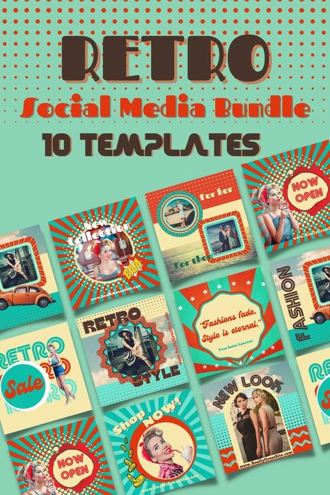 10 unique retro social media templates for Instagram in Canva, created by Pavla Konečná #Retro_Social_Media #Graphic_Design_Infographic #Retro_Diner #Instagram_Grid Duos Costume Ideas, Iconic Duos Costume, Duos Costume, Retro Social Media, Beach Props, Cat Pumpkin Carving, Iconic Duos, Instagram Graphic Design, Gomez And Morticia