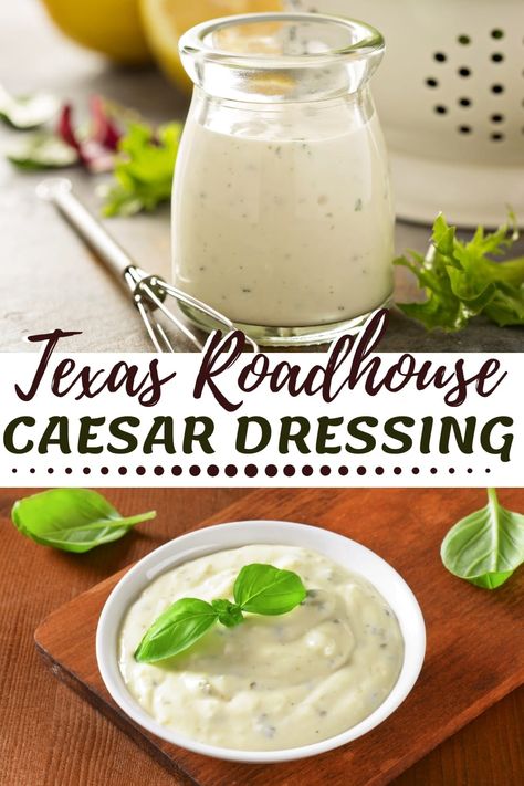 This Texas Roadhouse Caesar dressing copycat recipe puts other dressings to shame! With just a few ingredients and 5 minutes, you can have your favorite dressing right at home. Texas Road House Ceasar Salad Dressing, Texas Roadhouse Ceaser Salad, Old Chicago Creamy Herb Dressing Recipe, Cesar Salad Recipe Texas Roadhouse, Keto Ceaser Dressing Recipe, Copycat Texas Roadhouse Ranch Dressing, Texas Roadhouse Caesar Dressing, Texas Roadhouse Copycat Recipes, Texas Soup