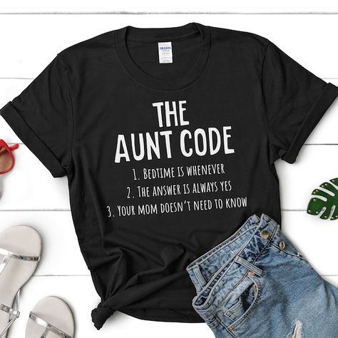 The Aunt Code, New Aunt Gift, Auntie Shirt, Gift for Aunt, New Aunt Gift, Gift for Auntie, Aunt Shirt, Auntie Shirts, Aunt T Shirt, Aunt Birthday Shirt - PREMIUM UNISEX T SHIRT – Gildan 64000 – Durable, soft, and printed using high quality techniques that will leave you with a lasting product.  Are you tired of a cracking peeling design?  Are you looking for a sweater or T-Shirt that is both CUTE and COMFY?  Look no further because you have found the right shop.  Our PREMIUM PRODUCTS will be a l Aunt Stuff, Aunt Birthday, Aunt Shirt, Aunt T Shirts, Aunt Life, Auntie Shirts, Gift For Aunt, New Aunt, Shirt Quotes