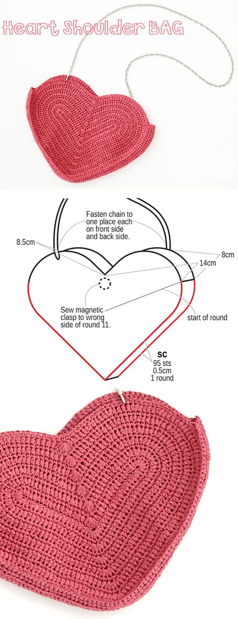 Heart Purse Crochet Pattern, Crochet Heart Purse Free Pattern, Cute Crochet Bag Pattern, Diy Heart Bag, Heart Crochet Bag Pattern, Crochet Shoulder Bag Pattern Free, Heart Bag Pattern, Heart Crochet Bag, Crochet Bag Patterns Free