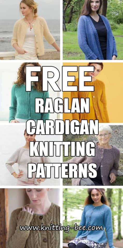 Free Aran Knitting Patterns, Cardigan Knitting Patterns, Raglan Cardigan, Ladies Cardigan Knitting Patterns, Knitted Jackets Women, Free Knitting Patterns For Women, Cardigan Sweater Pattern, Ladies Knitting Patterns, Raglan Knit