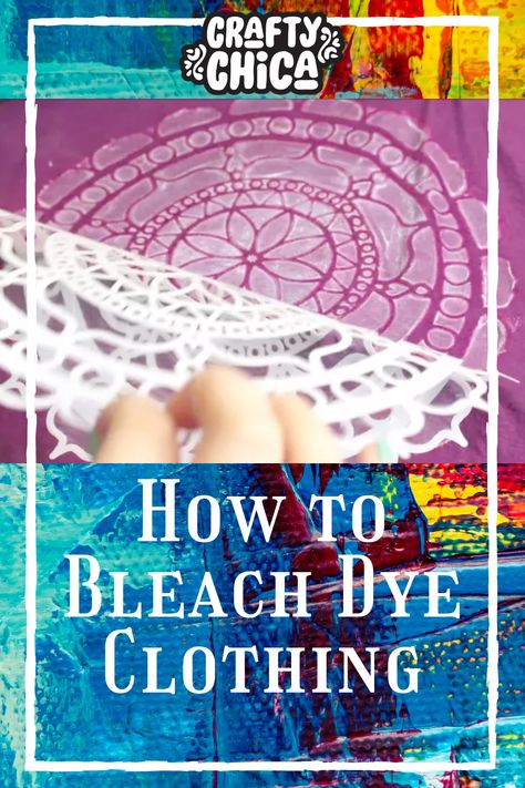 Bleach Dye Stencil, Bleach Gel Diy, Bleach Gel Art, Bleach Dye Designs Diy, Bleach Gel Shirt Diy, Bleach Tie Dye Diy Stencil, Bleach Stamping Fabric, Fabric Bleach Art, How To Paint With Bleach On Clothes