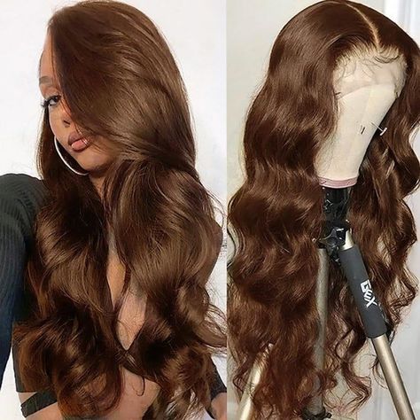 チョコレートブラウン ヘアカラー, Cabello Color Chocolate, Frontal Wig Body Wave, Full Lace Front Wigs, Closure Wigs, Human Hair Color, U Part Wigs, Glueless Wigs, Colored Wigs