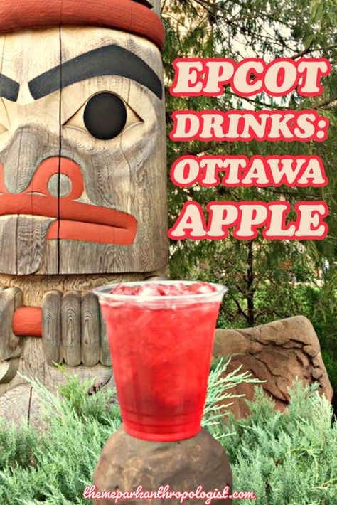 If you’re looking for a refreshing fall flavor that isn’t pumpkin spice, I recommend heading over to the Popcorn Cart in the Canada pavilion. Here, you’ll find the Ottawa Apple cocktail. This cocktail comes with Crown Royal Whiskey, maple, and apple-cranberry juice. The Ottawa Apple is an absolute delight! It’s a bit s Epcot Drinks, Apple Pie Drink, Crown Royal Whiskey, Epcot Attractions, Popcorn Cart, Disney Drinks, Apple Cocktail, Apple Drinks, Epcot Food