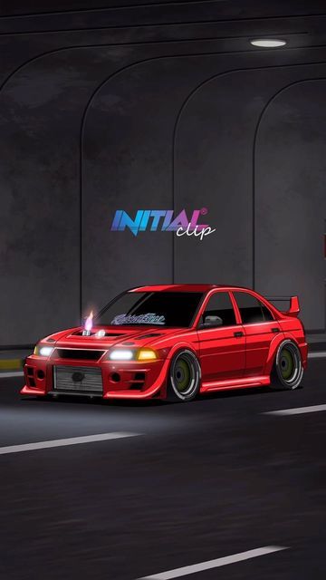 Initial Clip, Wallpaper For Ios, 2d Animation Video, Car Animation, Cartoon Video, Jdm Wallpaper, Lancer Evolution, Animation Video, Mitsubishi Lancer Evolution