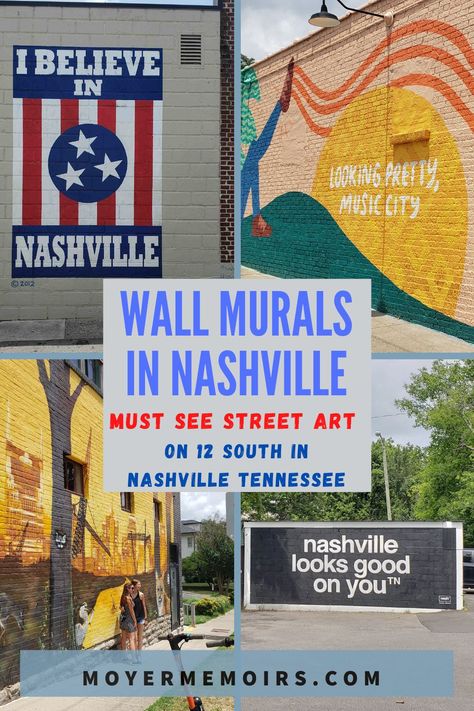 Best wall art & street art in Nashville is on 12 South. Find these awesome wall murals to photograph some memories of your trip to Nashville: Nashville Looks Good on You, Looking Pretty Music City, I Believe in Nashville mural, Make Music not War Mural, Draper James Wall. Take a walking tour of wall murals in Nashville TN / Top murals / best wall art / Nashville wall murals map / Nashville wall art / Nashville street art / things to do in Nashville / Nashville tour / Nashville wall murals TN USA Murals Nashville Tn, Nashville Murals Map, Nashville Looks, Nashville Tours, Nashville Map, I Believe In Nashville, Nashville Murals, Nashville Travel, Nashville Vacation