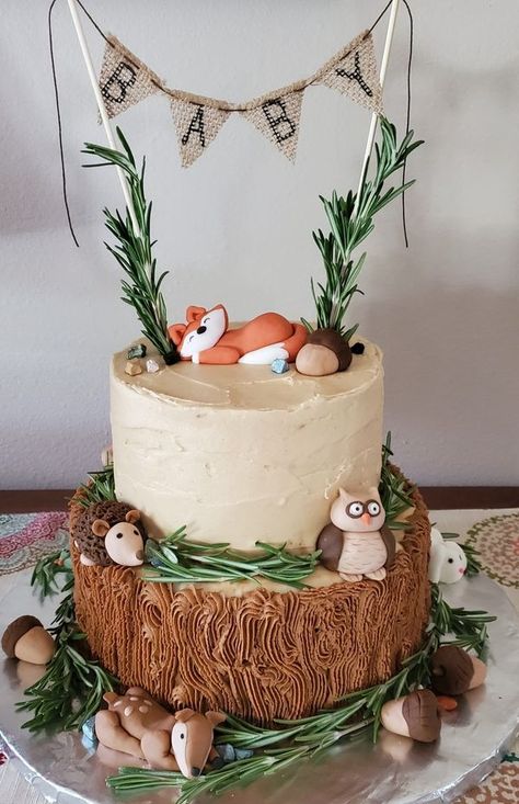 Cakes by Aimee 217-1381 Woodsy Baby Shower Cake, Woodland Baby Shower Theme Cake, Forest Baby Shower Cake, Woodland Smash Cake, Woodland Creature Cake, Forest Animal Cake, Woodland Themed Cake, Woodland Baby Shower Cake, Woodland Theme Cake