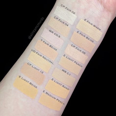 ELF 16HR Camo Concealer swatch comparison - top to bottom, left to right: Colourpop Fair 02, ELF Fair Warm, Colourpop Fair 04, ELF Fair Beige, Makeup Revolution C0.5, Colourpop Fair 06, Tarte Fair Beige, ELF Light Peach, Urban Decay Fair Neutral, Makeup Revolution C1, Colourpop Light 12, ELF Light Sand, ELF Light Beige and ELF Medium Peach - Love Alinta cruelty free beauty blog Elf Camo Concealer Light Peach, Elf Concealer Swatches, Elf Camo Concealer Swatches, Elf Concealer Shades, Elf Camo Powder Foundation, Elf 16hr Camo Concealer, Concealer Swatches, Elf Foundation, Elf Concealer