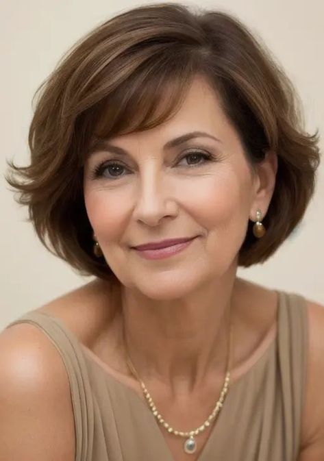 Busy days call for easy hairstyles! Dive into 21 Low-Maintenance Hairstyles for women over 50. Click on the title to find out more. Short Layered Bob Hairstyles Round Face, Hair For 65 Year Old Women, Wash And Go Hairstyles For Women Over 50, Hairstyle For Older Women, Women Over 50 Hairstyles, Tousled Bob, Layered Haircuts For Medium Hair, Chin Length Hair, Short Sassy Hair