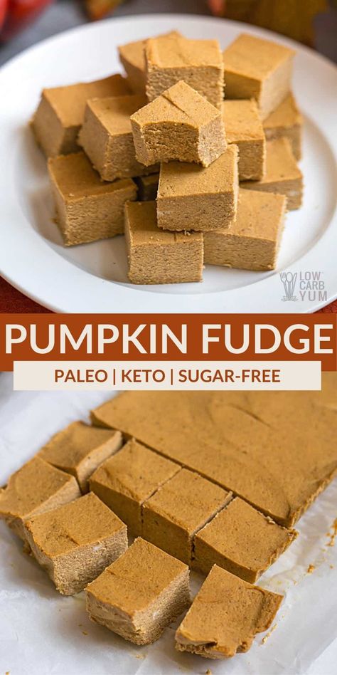 Easy Pumpkin Fudge Recipe, Easy Pumpkin Fudge, Pumpkin Fudge Recipe, Low Carb Treat, Low Carb Candy, Pumpkin Fudge, Keto Fudge, Postre Keto, Keto Candy