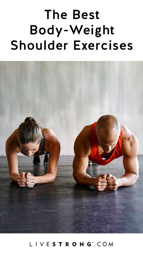 Time to ditch the dumbbells! Body-weight shoulder exercises can range in difficulty from simple arm circles to incredibly challenging exercises like pike push-ups. Amazing Workouts, Healthier Habits, Shoulder Exercises, Arm Circles, Fitness Ideas, Wellness Trends, Shoulder Muscles, Weights For Women, Push Ups