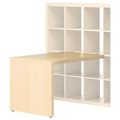 EXPEDIT Desk - birch effect - IKEA Ikea Desk And Storage, Ikea Desk Shelf, Desk And Storage, Ikea Office, Ikea Expedit, Storage Bookcase, Office Shelf, Ikea Desk, Sewing Room Organization