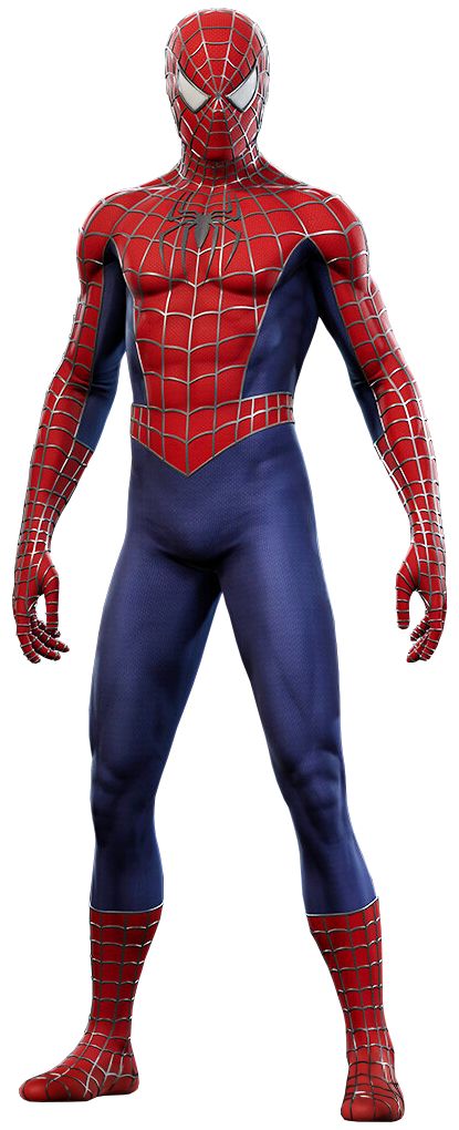 The Webbed Suit is a suit players may equip in Marvel's Spider-Man. It is a free suit provided as part of the 1.13 update for the game. It does not possess an associated suit power. The suit's overall design is based primarily on the Classic Suit, but with several modifications. Notably, the red portions of the suit are lined with raised silver webbing and the eyes are more angular. Additionally, the red spider symbol on the back of the suit is that of a realistic spider rather than a stylized Different Spiderman Suits, Original Spiderman Suit, Spiderman Homecoming Suit, New Spiderman Suit, Spider Man Symbol, Original Spiderman, Every Spider Man, Spider Symbol, Spiderman Suit