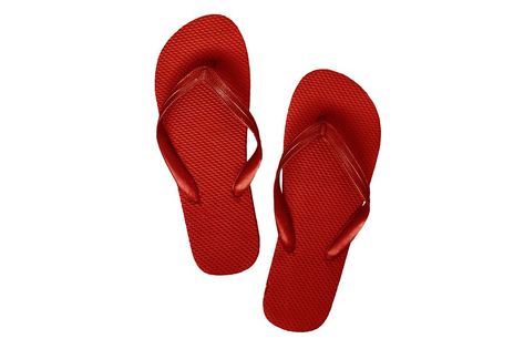 Red rubber flip flops, isolated on a white background. Rubber Flip Flops, Flip Flops, Sandals, Quotes, Red, How To Wear