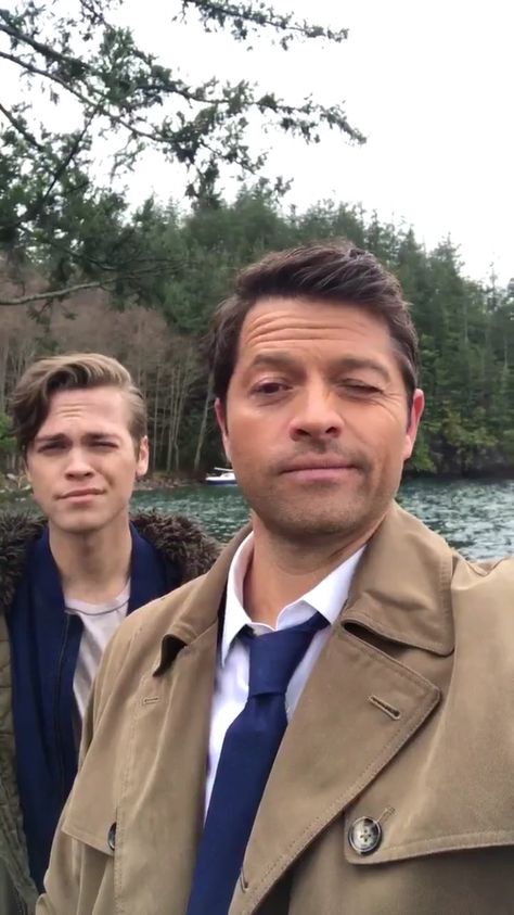 Misha and Alex Calvert on location filming #SPN13 Saving People Hunting Things, Misha Collins, Castiel, This Guy, Dean, Supernatural