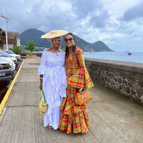 Dominica Culture, Dominica Food, Creole Fashion, Madras Dress, Island Gyal, Louisiana Creole, Caribbean Fashion, Caribbean Culture, Wedding Reception Dress