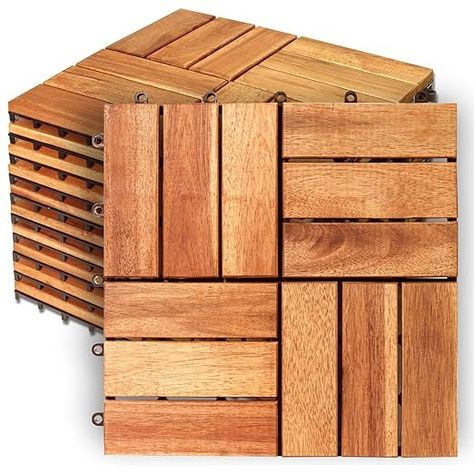 Amazon.com: Solid Wood Interlocking Flooring Tiles (Pack of 10, 12" x 12"), Acacia Deck Tiles, Floor Tiles for Both Indoor and Outdoor Use, Waterproof All Weather (12x12, Natural Color) : Tools & Home Improvement Interlocking Flooring, Deck Tiles, Tiles Floor, Flooring Tiles, Floor Tiles, Natural Color, Reno, Tile Floor, Solid Wood