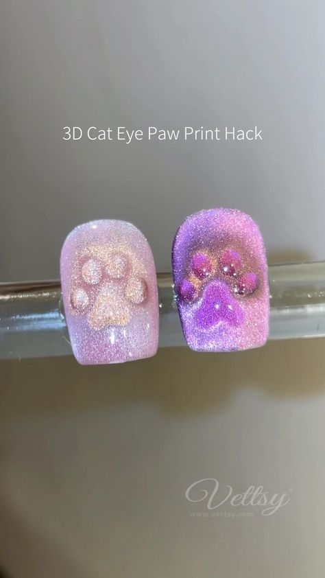 🐾 3D Paw Print Nail Design Hack 🐾 Isn’t it cute?😜 ✨Paper Pin + Cat Eye Magnet 06 ✨Cat Eye Gel-PJ03, SK03, SK01, CE04 👉 Shop the same… | Instagram 3d Cat Nail Art, Cat Paw Nails Design, Nail Magnetic Design, Nails With Paw Prints, Cat Paw Nails, Paw Print Nail Designs, Just Nails, Paw Print Nail Art, Paw Nail Art