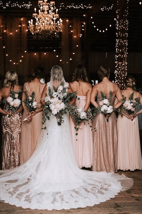 How to Make Pinterest Marketing Work for Your Wedding Business | Rustic Long Rose Gold and blush Mismatched Bridesmaid Dresses | Bohemian Bridal Party | Rustic Wedding Ideas With A Touch Of Glamour - Nicole Briann Photography #bridesmaids #bridesmaiddress #bridesmaidsdresses #dress #bridalparty #bridesmaid #bridesmaiddresses 5 Bridesmaids 3 Groomsmen, Outside Wedding Aisle Ideas Rustic, Bridesmaid Dresses For Summer Wedding, Classy Bridesmaid Dresses, Party Poses, Chicken Tractors, Rustic Wedding Ideas, Wedding Aesthetics, Summer Neutrals