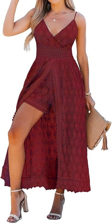 Amazon.com: CUPSHE Womens Summer Slip Ruching Smocking Jumpsuit Dress V Neck Speghetti Straps Backless Maxi High Low One Piece Outfit, Small, Red : Clothing, Shoes & Jewelry Summer Dress Trends, Jumpsuit Summer, One Piece Outfit, Summer Fashion Trends, Weekend Style, Summer Women, Jumpsuit Dress, Smocking, High Low